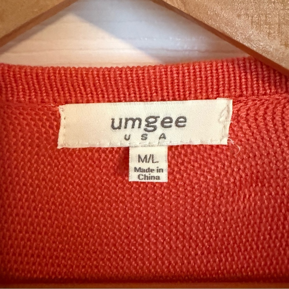 Umgee Knit Sweater Cover Up kimono Open Front Sweater Red/Orange M/L Boho Cozy - Picture 5 of 7